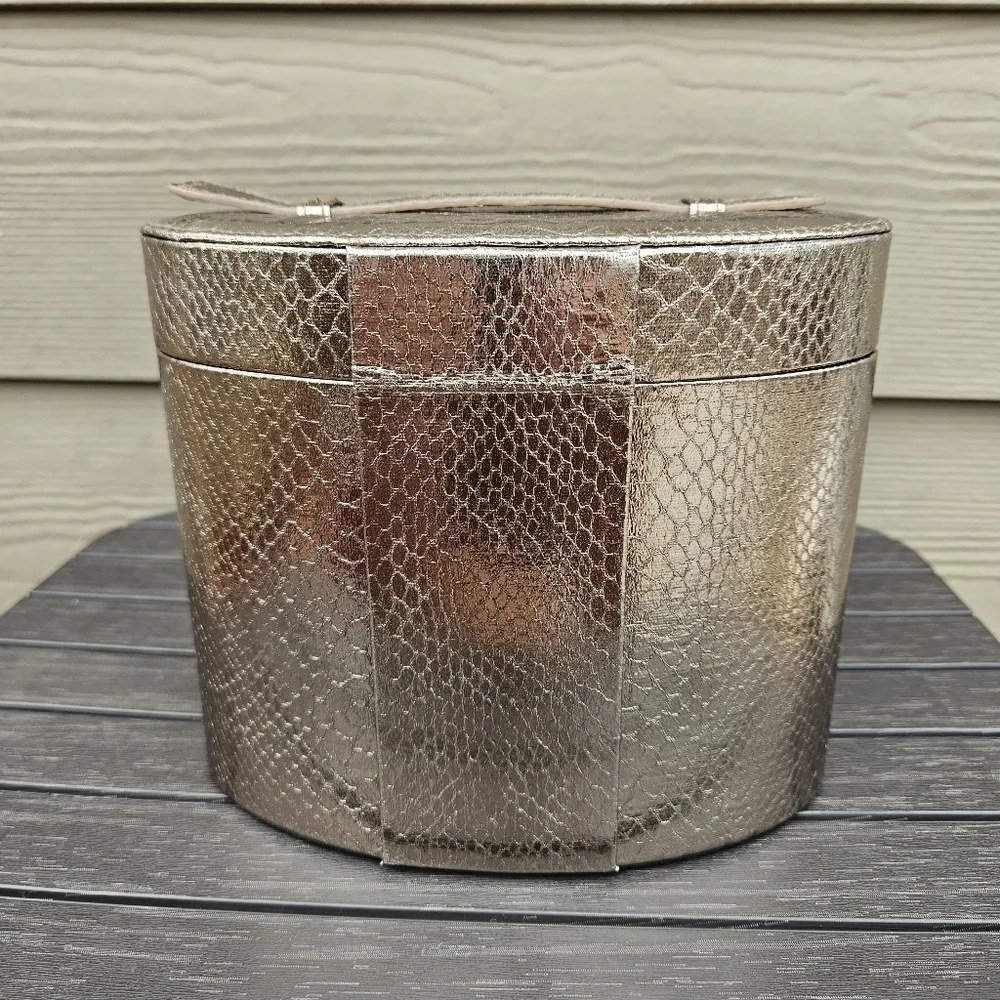 Jimmy Choo Metallic Bronze Snakeskin Cosmetics Vanity Case Lined and Felt Bottom